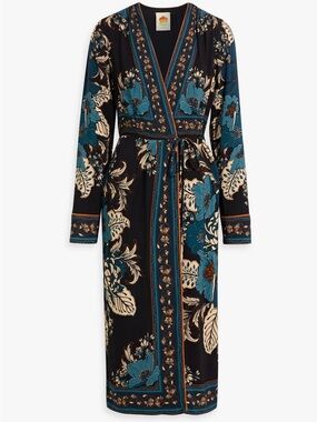 FARM Rio | Dresses | Farm Rio Blue Flowing Beauty Embroidered Long Sleeve  Midi Dress | Poshmark